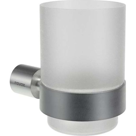 Ravak Fold - Portacepillos y pasta de dientes, cristal/acero inoxidable cepillado X07P1343 (1/3)