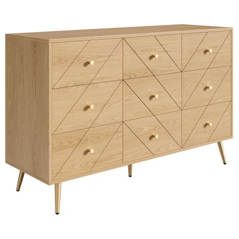 Commode moderne 9 tiroirs pieds métal, rangement chambre salon (1/5)