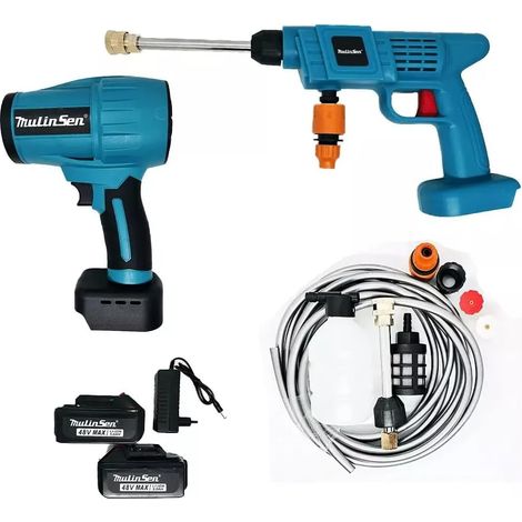 Kit Lavaggio Idropulitrice a Batteria con Mini Soffiatore Incluso, Portatile, 2 Batterie 48V Intercambiabili per Pulizia Versatile e Senza Fili