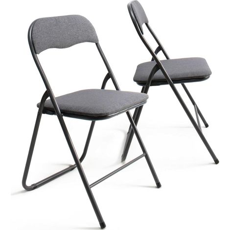ORION91® Folding Chair - Padded Fabric Seat in Anthracite Gray 44x46x79cm with Black Frame, perfect for camping and outdoor activities. (1/5)