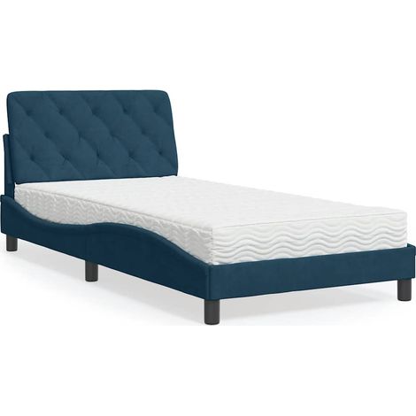 Maison Exclusive - Bett mit Matratze Blau 100x200 cm Samt