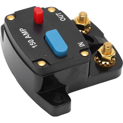 Disjoncteur audio voiture 150A réinitialisation manuelle, fusible en ligne pour amplificateur stéréo, protection circuit pour camion, bateau, bus, système sono, support de câble (1/5)
