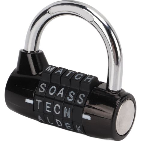 Serrure à combinaison à 5 lettres, cadenas antivol en alliage de Zinc noir solide pour valise de gymnastique. (1/5)