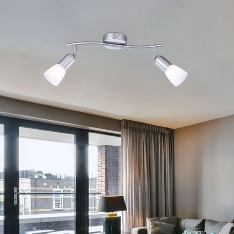 Applique Plafonnier Spot Lampe Luminaire Métal Nickel Verre Mat Blanc Chambre à Coucher Couloir