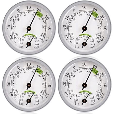 4pcs Hygromètre Thermomètre, Thermomètre Hygromètre, Thermomètre D'intérieur Et D'extérieur Station Météo Analogique Thermomètre Analogique Capteur D'humidité Pour Intérieur Extérieur(58mm) (1/5)
