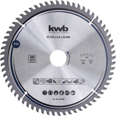 kwb 587868 Lame de scie circulaire au carbure 210 x 30 mm 1 pc(s) X998712 (1/2)