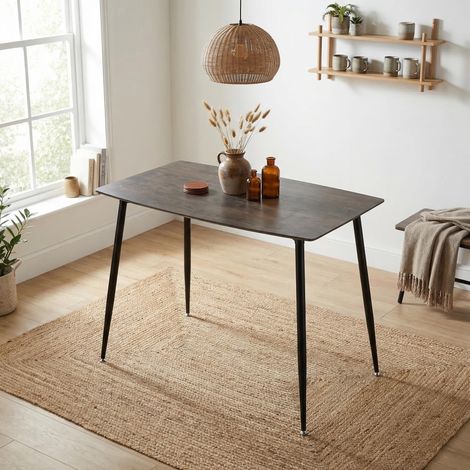 FurnitureR Counter Height Bar Table 120cm with Wood Effect Top (1/5)