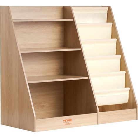 Étagère en bois 4 niveaux pour enfants, bibliothèque suspendue 6 étagères, rangement livres et jouets idéal pour chambre et crèche. (1/5)