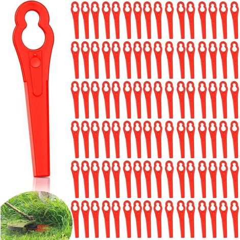 Lot de 100 Lames de Rechange en Plastique pour Coupe-Bordure Rouge Lames de Tondeuse Lame Plastique Coupe Bordure 8.3cm (1/5)