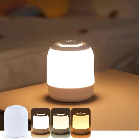Veilleuse bébé rechargeable USB 2400mAh, intensité réglable, veilleuse enfant douce pour l'endormissement et l'allaitement, fonctionne sur secteur ou batterie, sommeil paisible (1/5)