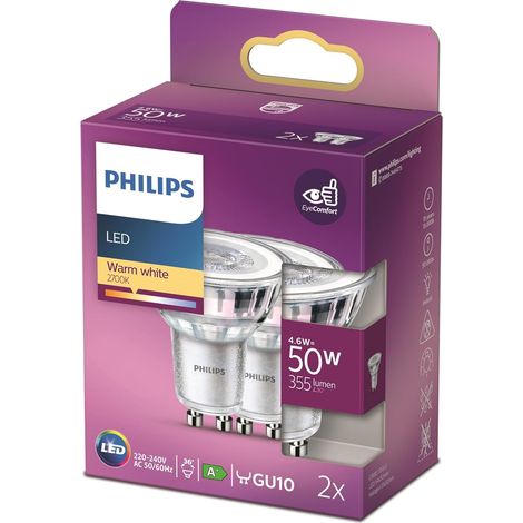 ampoule LED Spot GU10 50W Blanc Chaud, Verre, Lot de 2 (1/5)