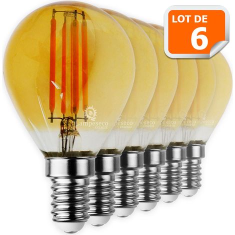 Lot de 6 Ampoules Led Filament forme G45 4 Watt (éq 42 watts) Culot E14 (1/2)