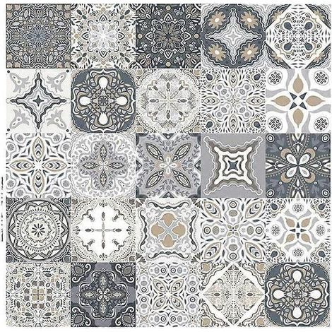 Lot de 24 stickers mosaïque en PVC auto-adhésifs pour la décoration de la cuisine, de la salle de bain et de la maison (20 x 20 cm). (1/5)