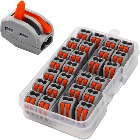 Lever Nut Connector, 26 Pack Compact Wire Connectors, Splice Connector, Single-Sided Cable Connectors, Electrical Wire Block Kit for Wires 28-12 AWG (1/5)