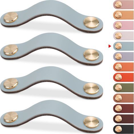 4pcs Poignée Meuble Cuir, Bouton Porte Placard Poignee Cuir Bouton de Tiroir, Poignee de Meuble Vintage pour Armoires, Commode, Cuisine, Salle de Bain (Bleu, 96mm) (1/5)