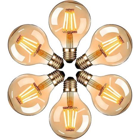 Edison LED-Glühbirnen, Vintage G80 E27 4W, Warmweiß 2700K, Retro-Glühbirne, nicht dimmbar, 6er-Pack (1/5)