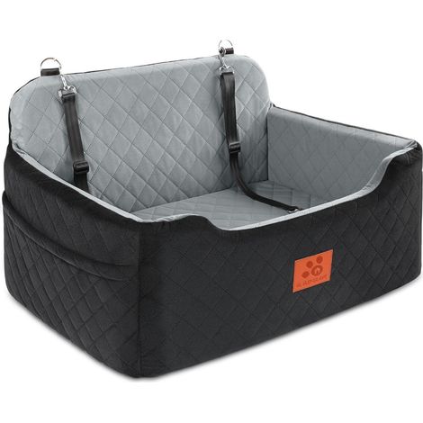 Hunde Autositz für mittlere/große Hunde, waschbar, bis 22kg, Schwarz/Grau (1/5)