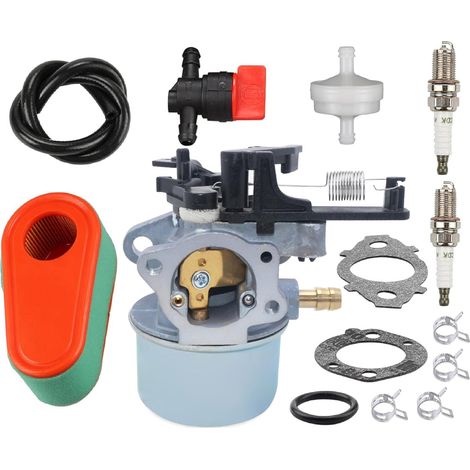 591137 Carburateur et bougies d'allumage avec filtre à air Soupape de carburant pour Briggs et Stratton 590948 Husqvarna 775EX Tondeuse à gazon Carb 795066 796254 Toro Timesaver