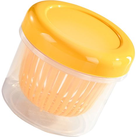 Boîte de rangement alimentaire empilable et hermétique avec système d'égouttage, idéale pour conserver les oignons verts hachés, l'ail émincé et les fruits. (1/5)