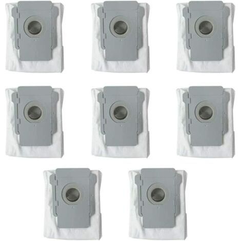 BUNTHAUS Lot de 8 Sacs jetables Sacs À Poussière de Rechange pour Aspirateur iRobot Roomba i7 i7+ / i7 Plus E5 E6 E7 S9 S9 Robot Base Autonettoyante, Kit d'accessoires de Sacs d'élimination de la Sale (1/5)