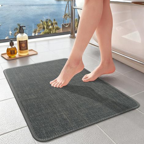 Tapis de Bain Antidérapant,Doux Douche Séchage Rapide,Tapis à Poils Courts pour Sol de Bain,Tapis Salle de Bain Absorbant pour Baignoire, Douche, Chambres (Gris Foncé, 40x60cm) (1/5)