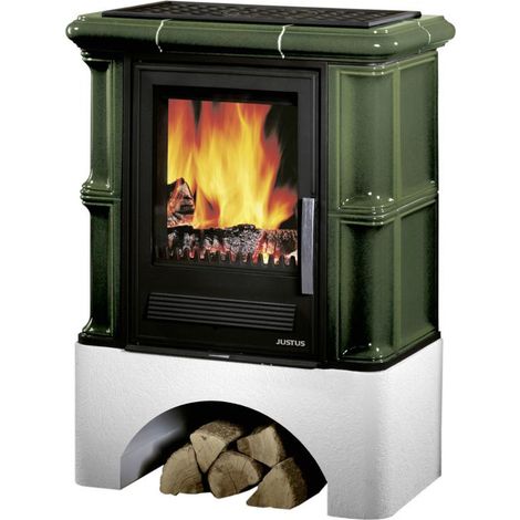 Bavaria Kachelkamin Grün, mit Sockel, 7 kW