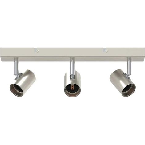 Spot de plafond nickelé, 38 x 6,5 x 11,5 cm, matériau métallique. (1/5)