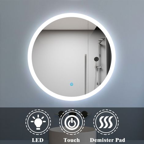 Biubiubath 600mm Round Bathroom LED Mirror with Lights Demister Touch Sensor (1/4)