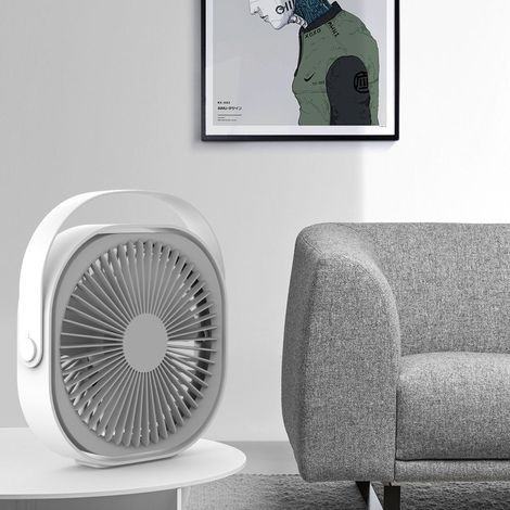 Ventilateur de bureau USB silencieux et portable, 15 cm, design créatif, idéal pour la maison, le bureau ou les voyages – couleur blanc