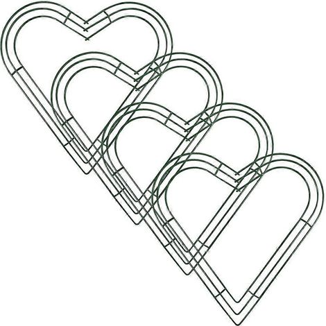 Lot de 4 couronnes en métal en forme de cœur (30 cm), avec cadre en fil de fer, idéales pour la décoration intérieure, les mariages, la Saint-Valentin et les loisirs créatifs. (1/5)