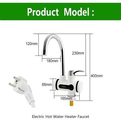 220 V elektrischer Wasserhahn mit Warmwasserbereiter, LED-Temperaturanzeige, 3000 W, Durchlauferhitzer für Küche, Bad, sofortiges Warmwasser (niedrig, hoch)