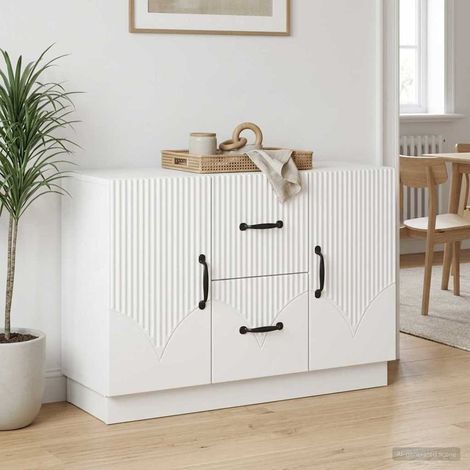 vidaXL Buffet avec tiroir Blanc 89 x 34,5 x 57 cm Bois d'ingénierie (1/5)