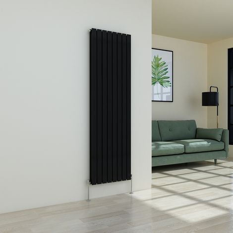 Warmehaus Flat Panel Black Radiator Vertical Double 1800x544mm