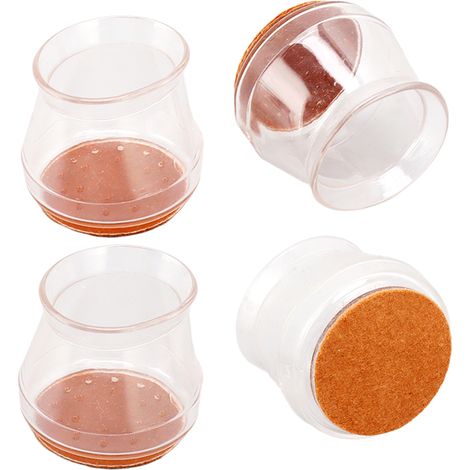Set mit 16 runden, transparenten, kratzfesten und geräuschlosen Stuhlbeinschonern aus Silikonfilz, 3,5 x 3,8 x 3,3 cm / 1,4 x 1,5 x 1,3 Zoll (1/5)