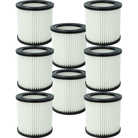 vhbw 8x Filterelement kompatibel mit Nilfisk Buddy II 18 T UK, II 18 T Nass-/Trockensauger - Feinstaubfilter, Mikrovlies / Kunststoff / Gummi