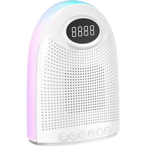 Enceinte Bluetooth sans fil avec écran couleur, radio-réveil LED multifonction portable, pour la maison et les voyages, blanche