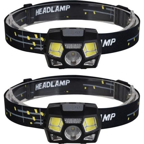 Set mit 2 XPE- und COB-LED-Stirnlampen, USB-aufladbar, Bewegungssensor, wasserdicht, schwarz, leichte Stirnlampen für Jagd, Camping und Outdoor-Aktivitäten (1/5)