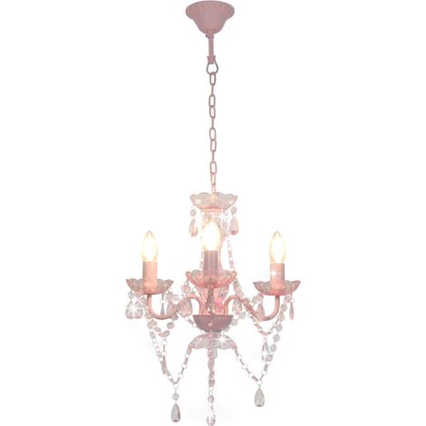 Lustre avec perles Rose Rond 3 x E14