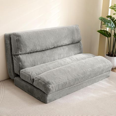Lit pouf, canapé-lit pliable, matelas de sol extra épais pliable 6 fois, canapé de sol pour chambre, salon, (gris, 75 x 240 cm) (1/5)