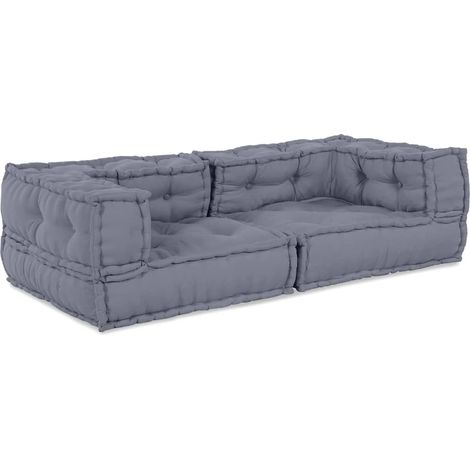 Modular Sofa 2 pcs Grey 140 x 70 x 36 cm Fabric vidaXL