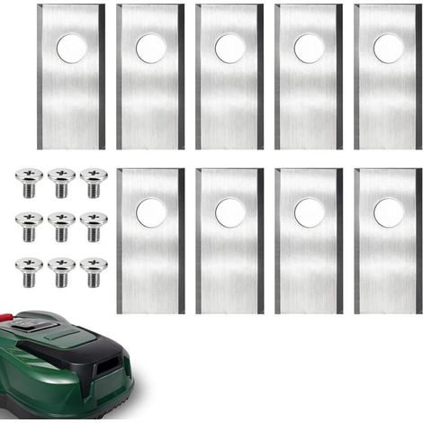 Ersatzmesser für Rasenmäher – 9-teiliges Ersatzmesser-Set für Mähroboter, kompatibel mit Parkside ARLA/PMRDA, mit aufschraubbarer Edelstahlklinge, Gartenzubehör (1/5)