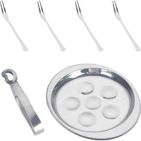 ensemble d'ustensiles de cuisine en acier inoxydable comprenant une assiette à escargots, une fourchette et une pince.-19.5X16.8X4.5CM (1/2)