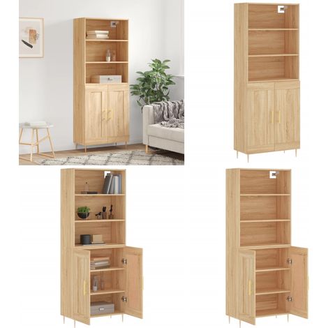 Highboard Sonoma-Eiche 69,5x34x180 cm Holzwerkstoff - Sideboard - Hochschrank - Wohnraumgestaltung - Eichefarben - Regal - Home & Living (1/5)