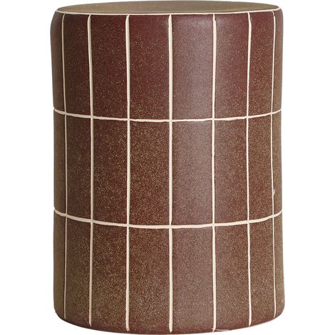 Table d appoint en céramique marron contemporaine - marron mat avec lignes contrastées (1/4)