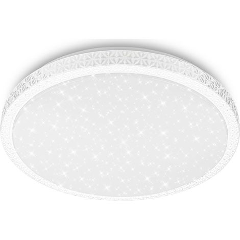 Briloner LED Deckenlampe Kristalloptik 39x8 cm Rund 24W, 2800lm, 4000K Neutralweiß Sternenhimmel Weiß - Deckenleuchte Schlafzimmer Wohnzimmer (1/5)