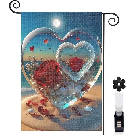 Drapeau de jardin vertical décoration pour maison de campagne toile lavable double face 30 x 45 cm pour balcon terrasse (1/5)