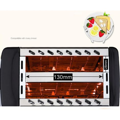Lanceur de pain grillé automatique BH-002, grille-pain domestique pour sandwichs et toasts, multifonction pour petit-déjeuner, noir, 220V AC (1/5)