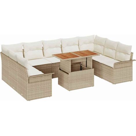 Maison Exclusive - Garten-Sofa-Set mit Speicher 10 pcs Beige Poly