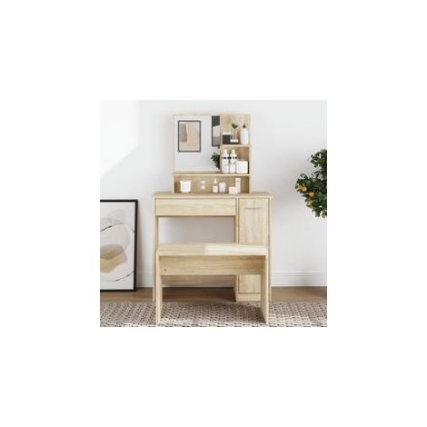 Coiffeuse avec miroir chêne sonoma 86,5x35x136 (1/5)