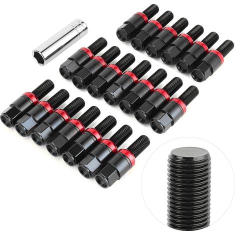 20pcs Vis de Roue M14x1.5mm Aluminium Allié Renforcé Tige Filetée Compatible 718 Boxster (982)/911 Carrera Noir (1/5)